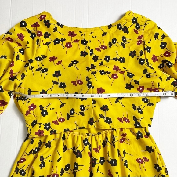 BCBGeneration Women's Yellow Bow Tie Floral Ruffle Dress - Medium - Picture 10 of 13